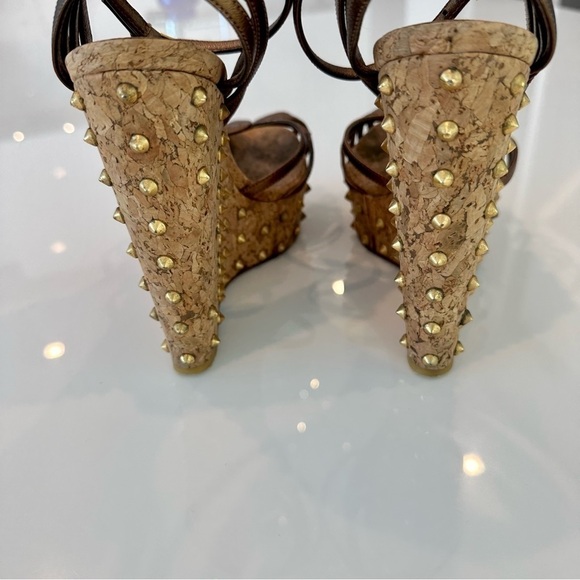 Gucci Studded Cecyl Leather Wedges - Picture 9 of 16